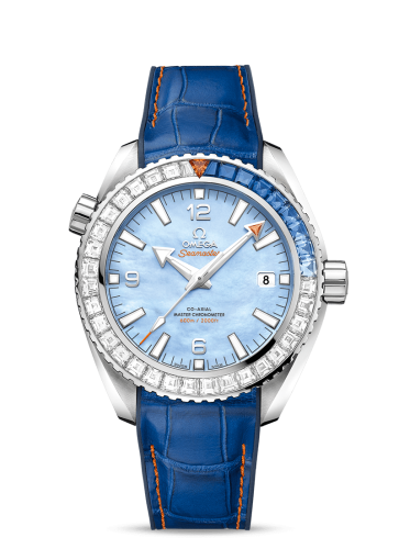 Omega Seamaster Planet Ocean 600M Co-Axial 43.5 Master Chronometer White Gold / Diamond / Blue MOP